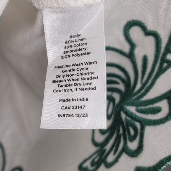Talbots Linen Cotton Tank Top‎ Women's Size L Petite White Green Summer Coastal - Picture 9 of 9